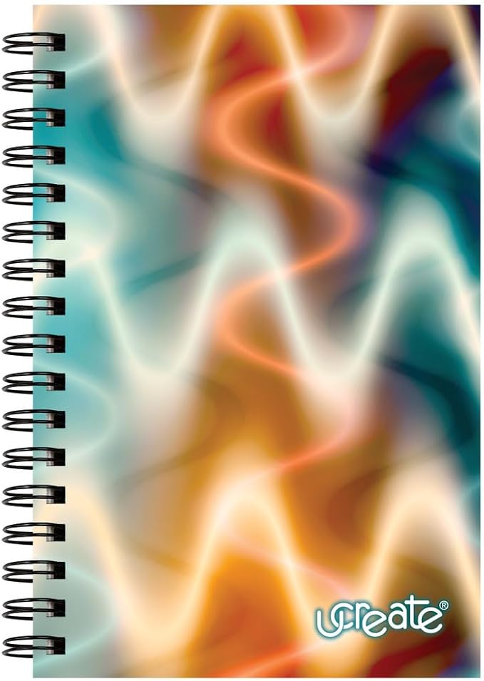 UCreate Fashion Poly Sketch Book, Neon Squiggles, 6" x 9", 1 Count
