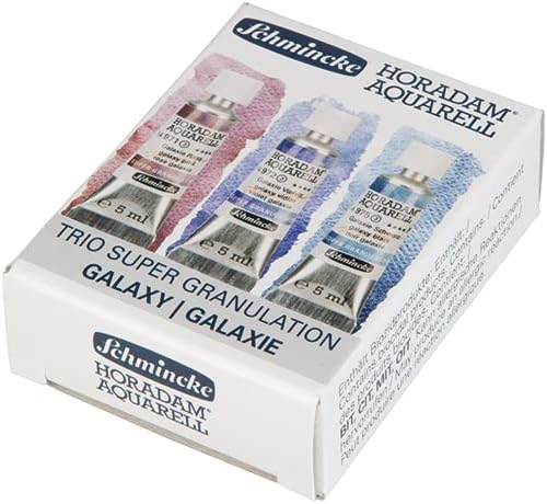 Schmincke Horadam® Aquarell, Super Granulation Trio Galaxy, 5 ml Tubes, 74 615 097, Cardboard Set, Very Strong Granulating colors, Finest, Super Granulating Watercolors
