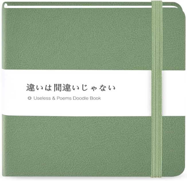 Mifuner Small Square 5x5 80gsm Mini Notebooks Blank Pages Sketchbooks Travel Journal Pocket Hardcover Paint Writing Notebook Blank Diary Memo Planner Sketchbook PU Leather Cover.Sage Green