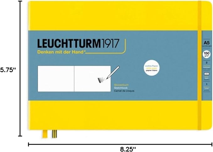 Leuchtturm1917 - Medium Landscape Hardcover Sketchbook (Lemon) - 112 Pages of 150g/m² Paper