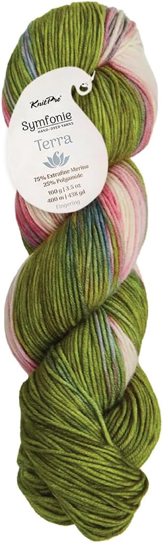 KnitPro Symfonie Fingering Weight Hand Dyed Variegated Yarn Skein | Extra Fine Merino Wool & Polyamide Blend for Knitting & Crocheting, Oeko-TEX Certified 400m, 100g | Terra Summer Romance