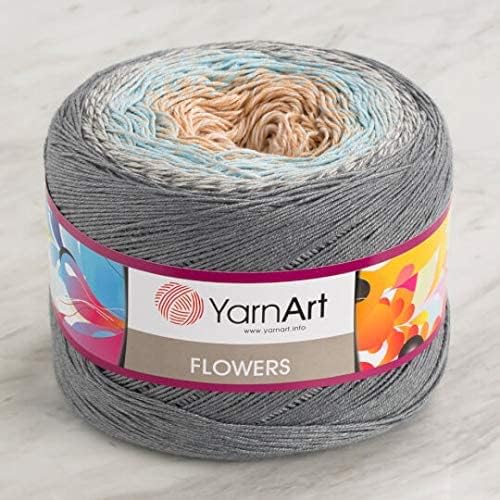YarnArt Flowers – Gradient Cotton Acrylic Blend, 250g (8.8 oz), 1094 yds, Lightweight Sport Yarn for Crochet, Knitting, Shawls, Summer Projects (268)