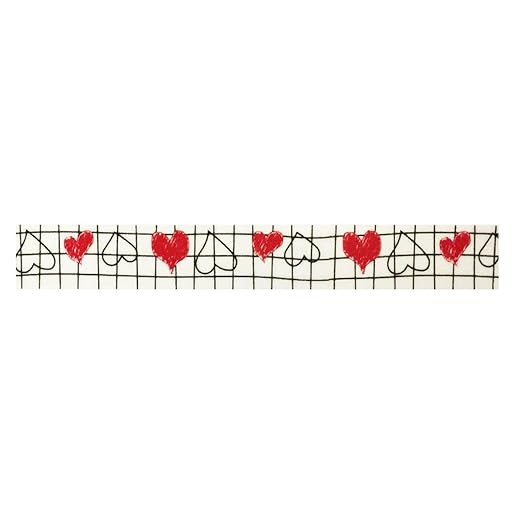 Wrapables Colorful Patterns Washi Masking Tape, Heart Sketches