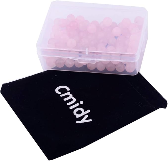 Natural Stone Beads 100pcs 6mm Rose Quartz Round Genuine Real Stone Beading Loose Gemstone DIY Charm Smooth Beads for Bracelet Necklace Earrings Jewelry Making (Pink Rose Quartz, 6mm)
