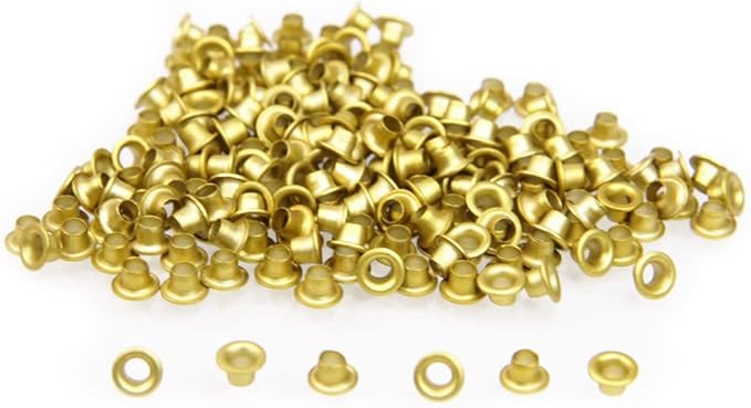 FoRapid 3mm/1/8 Aluminum Quicklet Eyelets-Scrapbooking/Birthday Wedding Baby Greeting Holiday Card/Paper Craft/Luggage Cruise Tag/DIY Album/Clothing etc-200 PCS (Gold)
