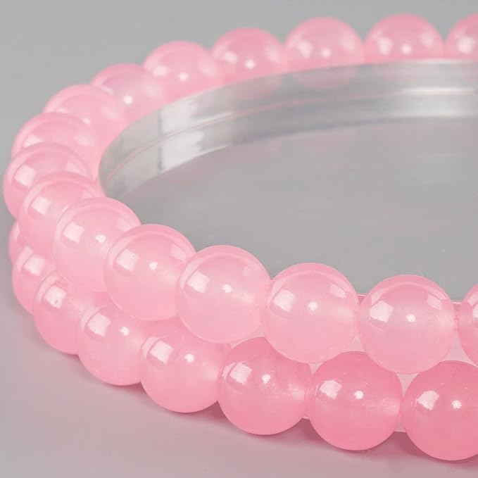 6mm Natural Rose Chalcedony Round Bead - 60PCS Bulk Gemstone Beads for Jewelry Making, DIY Bracelets, Necklaces - Includes Crystal Stretch Cord - Stone Beads for Crafting Gifts
