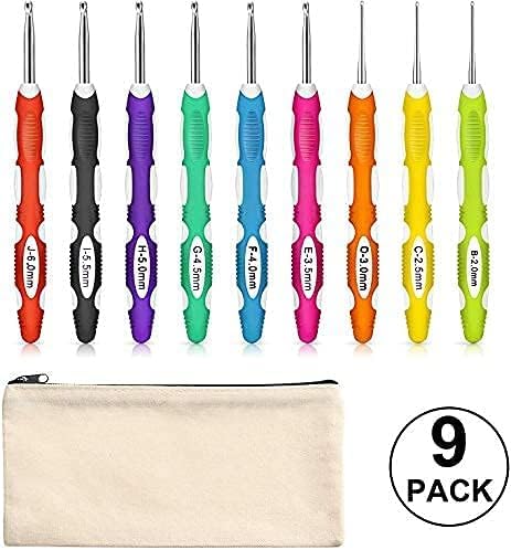 9 Pieces Crochet Hooks Ergonomic Crochet Hooks Set Needles for Arthritic Hands with a Case