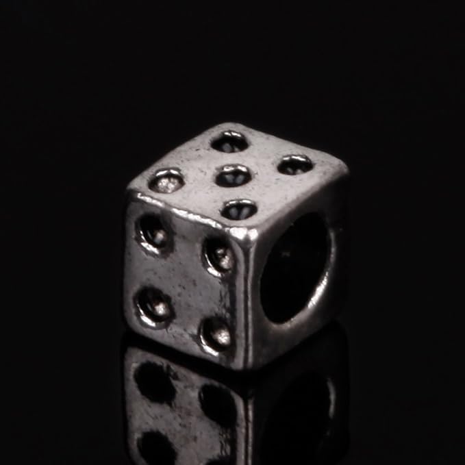 RUBYCA 50pcs Tibetan Silver Tone Spacer Beads Fit European Charms Bracelet Dice Design
