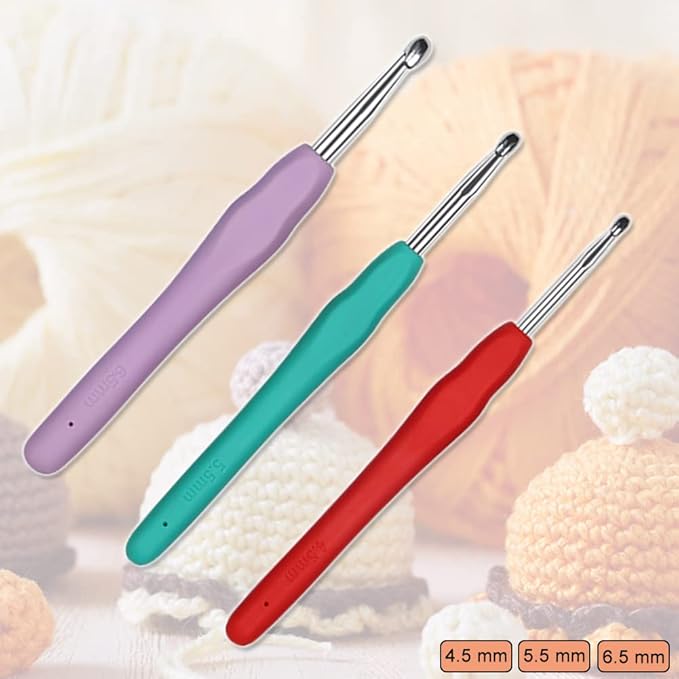Crochet Hooks 4.5mm 5.5mm 6.5mm Crochet Needles QLRFFLJOY 3 pcs Crochet Hook Set DIY Yarn Weaving Tools for Knitting Gloves, Shoes, Bags, Hats, Socks, Scarf