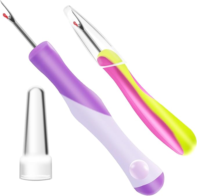 2 PCS Seam Rippers, Rippers for Sewing and Thread,Remover Stitch Tool for Hand Sewing, Knitting, Cross Stitching, Embroidery and Thread Removal(Purple + Green)
