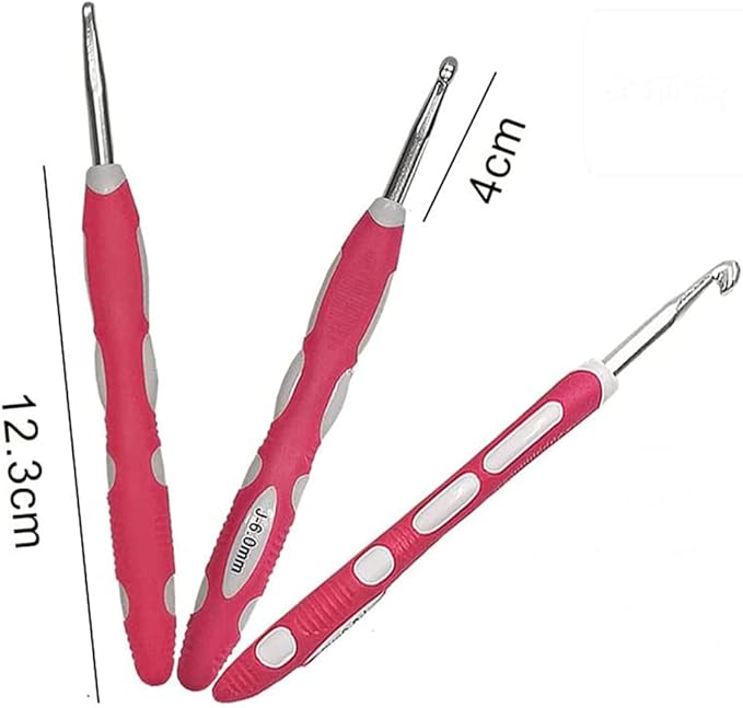 9 Pieces Crochet Hooks Ergonomic Ergonomic Crochet Hooks Set Soft Grip Handle Knitting Needles Craft Making Tool for Arthritic Hands Size B to J 2.0mm-6.0mm