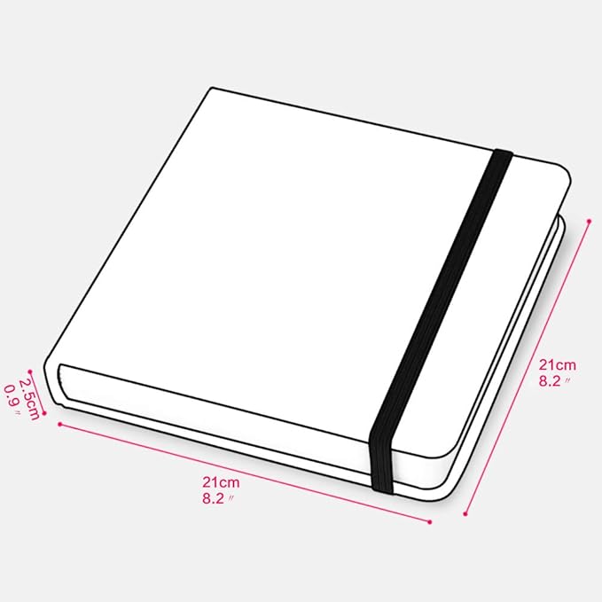 Mifuner Square 8.2x 8.2 165gsm Colored pencil paint Journal Hardbound 128pgs（64 Sheets Front Back Cold Pressed） Travel for Colored Pencil Sketch Doodles Handmade Cloth Cover Notebook White Flower