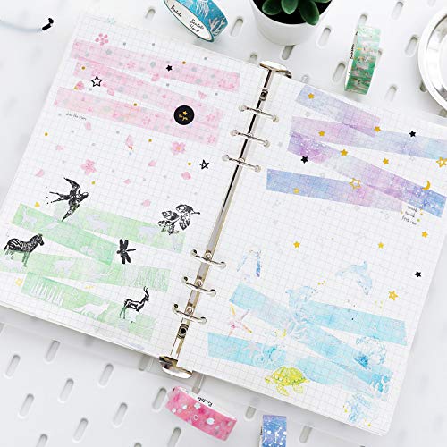 YUBBAEX Silver Washi Tape IG Style Laser Foil Masking Tape Set Decorative for Arts, DIY Crafts, Journal Supplies, Planners, Scrapbook, Card/Gift Wrapping -4 Rolls x 15mm- (Watercolor Laser)