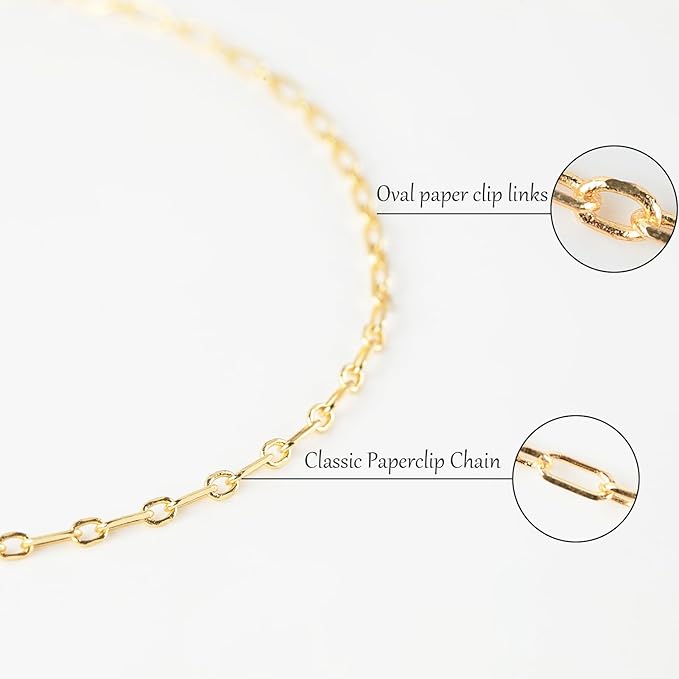 Jabogrii 32.8 Feet Gold Plated Brass Paperclip Jewelry Chains Roll Oval Link Necklace Bracelet DIY Craft Chain Bulk for Jewelry Making
