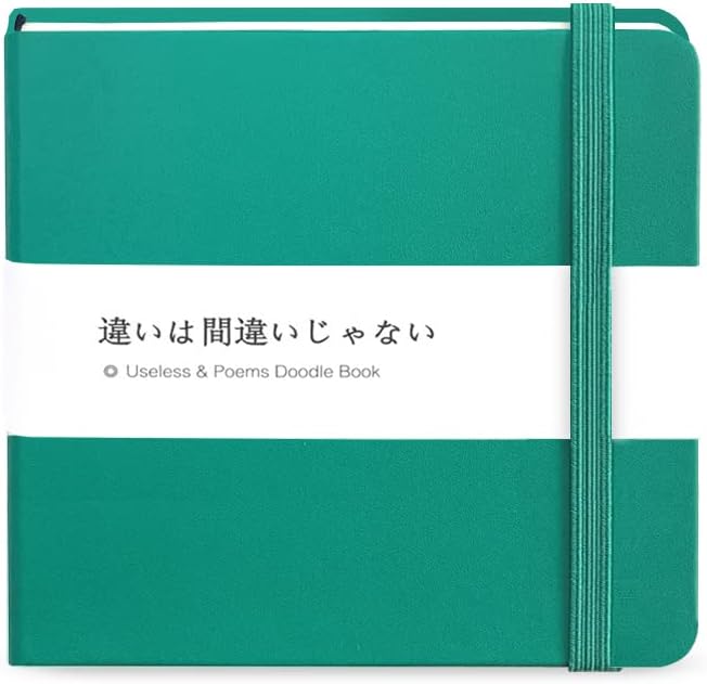 Mifuner Small Square 5x5 80gsm Mini Notebooks Blank Pages Sketchbooks Travel Journal Pocket Hardcover Paint Writing Notebook Blank Diary Memo Planner Sketchbook PU Leather Cover, Dark Green
