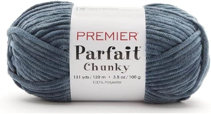 Premier Yarns Parfait Chunky Chenille Yarn 3.5 Oz 6 Super Bulky Weight 3 Pack Bundle with Bella's Stitch Place Holders (Charcoal)