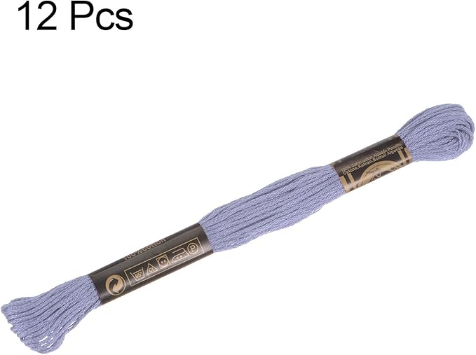 HARFINGTON 12 Skeins Embroidery Floss 8.75yds(8m) Egyptian Long-Staple Cotton Cross Stitch Thread for Sewing DIY Bracelet Yarn String and Crafts, Light Purple