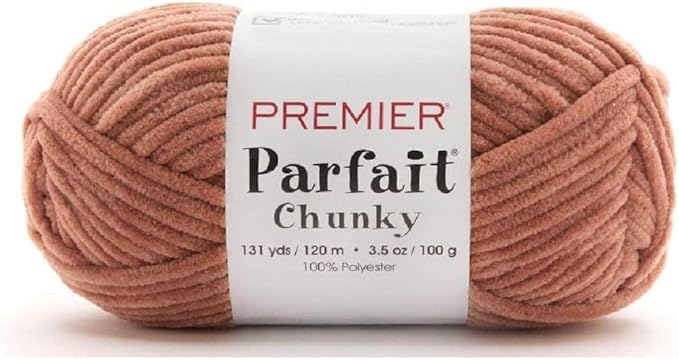 Premier Yarns Parfait Chunky Chenille 3.5 Oz 6 Super Bulky Weight 3 Pack Bundle with Bella's Stitch Place Holders (Acorn)