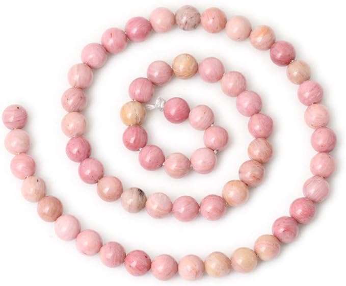 cheavian 60pcs 6mm natural rhodochrosite gemstone smooth round loose beads for jewelry making diy findings 1 strand 15"