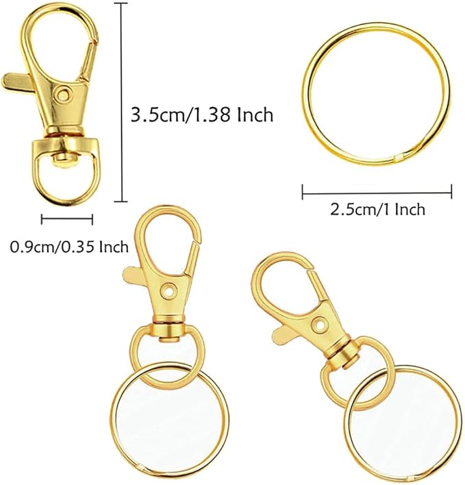 60 Pcs Premium Gold Swivel Clasps Lanyard Snap Hooks with Key Rings, Key Chain Clip Hooks Lobster Claw Clasps for Keychain Clip Lanyard, Jewelry Making, DIY Crafts