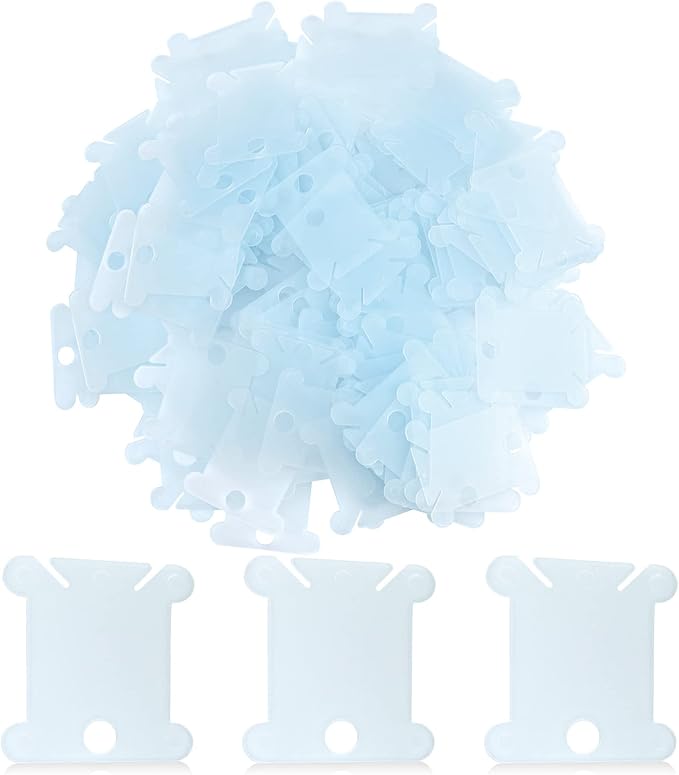 100 Pcs Plastic Floss Bobbin, Embroidery Floss Bobbins, Cross Stitch Embroidery Cotton Thread Embroidery Floss Thread Craft, Blue Embroidery Thread Organize for DIY Sewing Craft