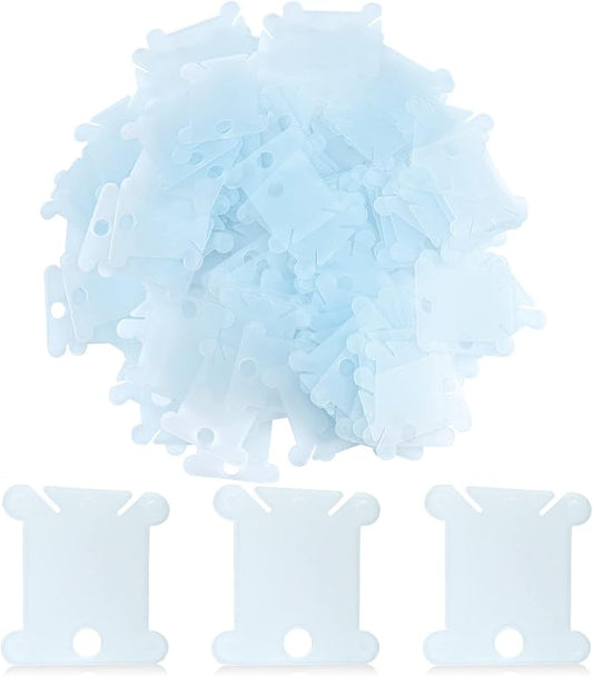 100 Pcs Plastic Floss Bobbin, Embroidery Floss Bobbins, Cross Stitch Embroidery Cotton Thread Embroidery Floss Thread Craft, Blue Embroidery Thread Organize for DIY Sewing Craft