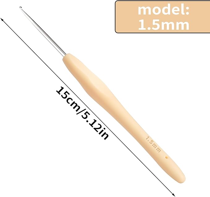 Small Size Crochet Hook Lace Crochet Needle, 1.5mm Crochet Hook, Ergonomic Crochet Hooks，Embroidery Thread Knitting Weaving Tool (1.5 mm)