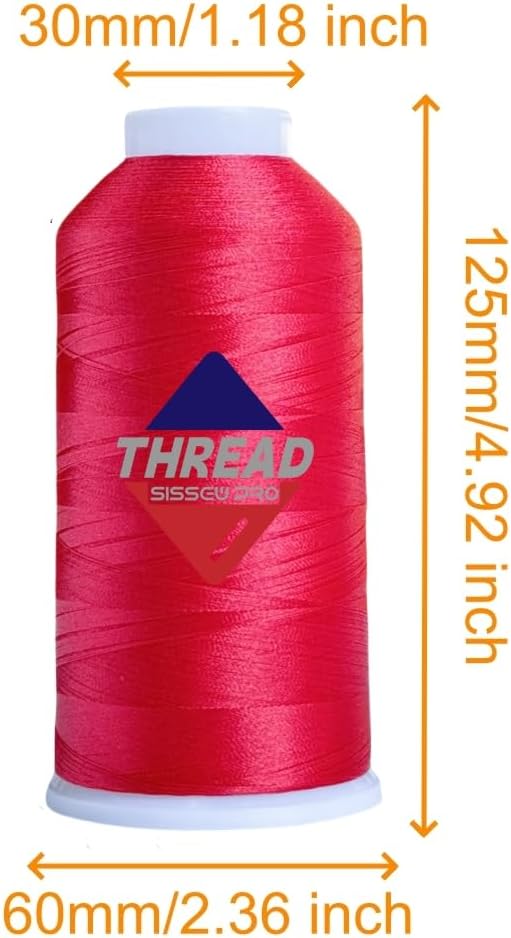 SissewPro 40WT Red Embroidery Thread 2 Big Spool (5,000M Each 10,000M Total) – 40WT Polyester Machine Embroidery Thread 120D/2 for Commercial & Home Embroidery Machines