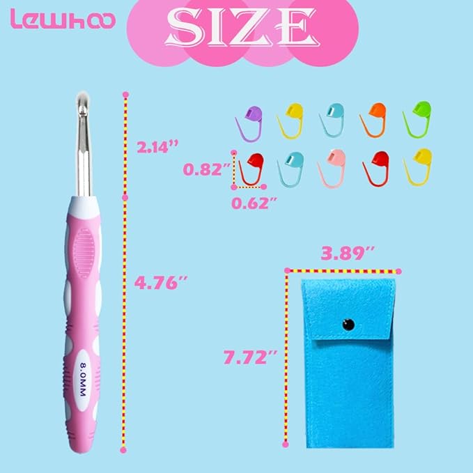 Lewhoo Large Crochet Hooks for Arthritic Hands, Ergonomic Crochet Hook Size L M N P in Case