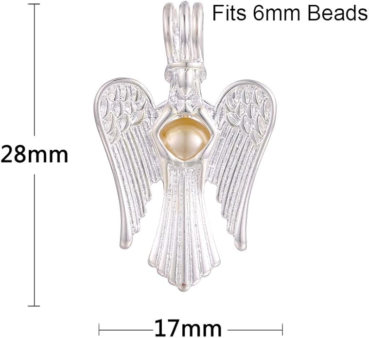 10pcs Silver Pearl Cage Locket Pendants, Essential Oil Diffuser DIY Necklace Bracelet Jewelry Making Craft, Bulk Beads Aromatherapy Diffuser Charms Gifts for Women Girls