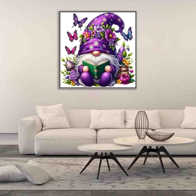 gnome stamped cross stitch kits for adults beginner,butterfly counted cross stitch kits printed stitching cute patterns dimensions needlepoint art crafts embroidery kits for adults beginners