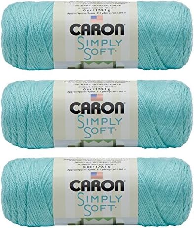 Caron Simply Soft 3-Pack Yarn, 3oz, Gauge 4 Medium Worsted, 100% Acrylic -Robins Egg - Machine Wash & Dry