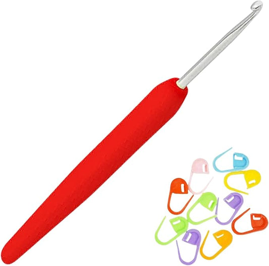 KnitPro Waves 2.0 Crochet Hook 5.25 inch, 4.00mm (13cm, US Size G) Aluminum with 10 Colorful Stitch Markers