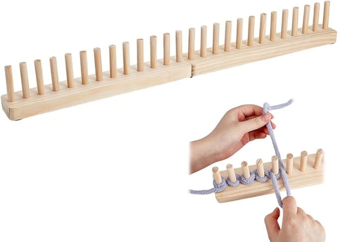PH PandaHall Wooden Knitting Loom Chunky Blanket Kit Foldable Knitting Board Yarn Crochet Loom Portable Wood Looms Frame for Blankets Weaving DIY Hand Yarn Crafts Beginners Gifts Home Decor