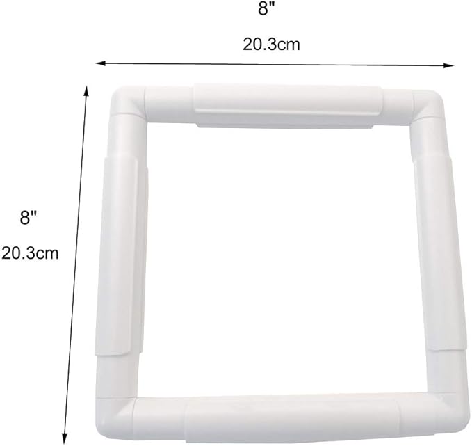 8 x 8" white plastic cross stitch frame square embroidery hoop diy sewing tools sewing hoop handhold craft clip embroidery snap frame hoop for cross stitching quilting
