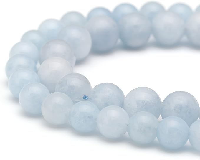youngbling natural gemstone beads for jewelry making,6mm aquamarine polished round smooth stone,genuine real stone beads for bracelet necklace 15 inch(aquamarine,6mm)