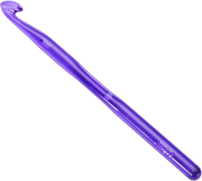 uxcell Crochet Hooks 8mm Ergonomic Knitting Needle Plastic Colorful Transparent Crochet Hooks for DIY Crocheting Yarn Blanket Carpet Weaving, Purple