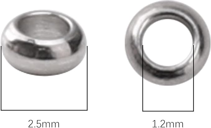304 Stainless Steel Round Crimp Beads 2.5mm 1000pcs for Jewelry DIY Making and Repairing
