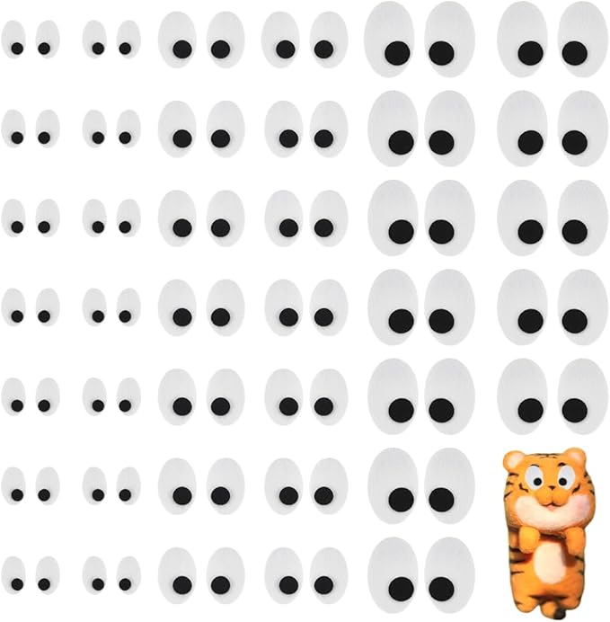 FINGERINSPIRE 90 Pairs Oval Safety Eyes 3 Size Black White Felt Eye Patches Felt Craft Eyeballs Sew on Eyes for Stuffed Animal, Halloween Eye Applique for Amigurumi Puppet Teddy Bear Crochet Plush DIY