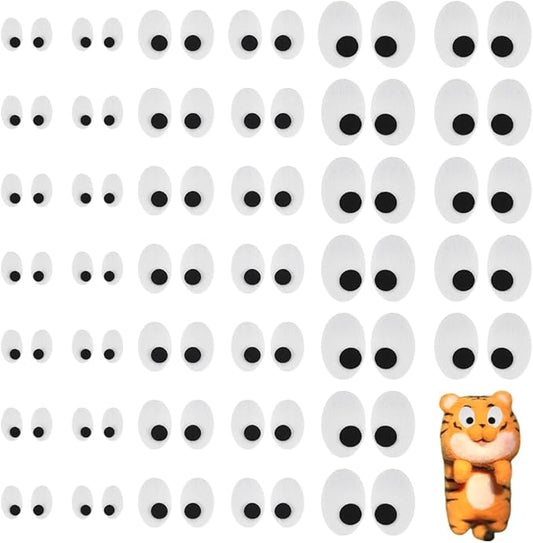 FINGERINSPIRE 90 Pairs Oval Safety Eyes 3 Size Black White Felt Eye Patches Felt Craft Eyeballs Sew on Eyes for Stuffed Animal, Halloween Eye Applique for Amigurumi Puppet Teddy Bear Crochet Plush DIY