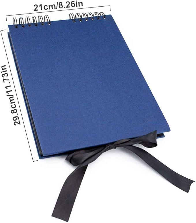 EVNEED Scrapbook Photo Album DIY Scrap Book Black Pages for Wedding Guest Book Anniversary Valentines Day Gifts with 15 Marker Paint Pens,80 Pages,Blue (40 Sheets)