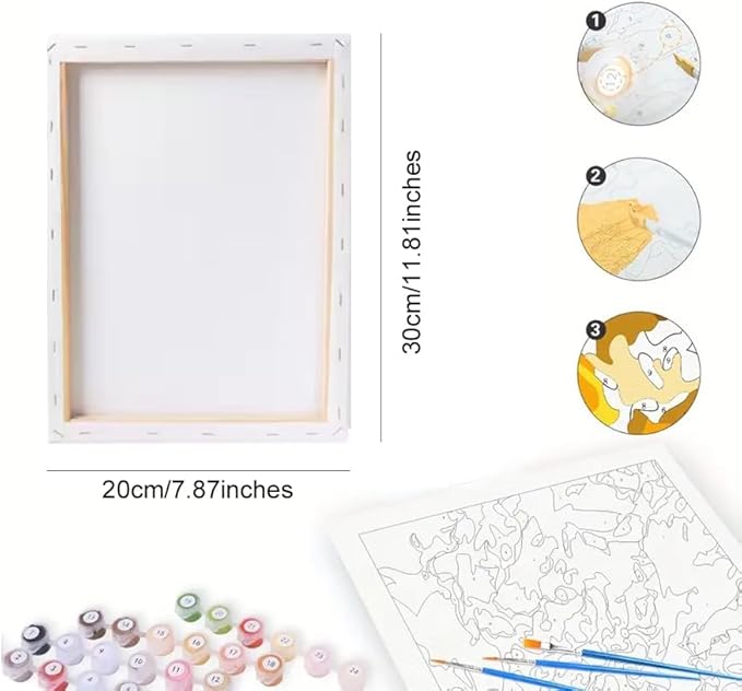 Snowy Lantern Walk Paint by Numbers Kit for Adults - DIY Winter Night Forest Painting on Canvas, Acrylic Paint Set, Suitable for Beginners, Art for Home Decoration or Gifts(8X12IN Framed)