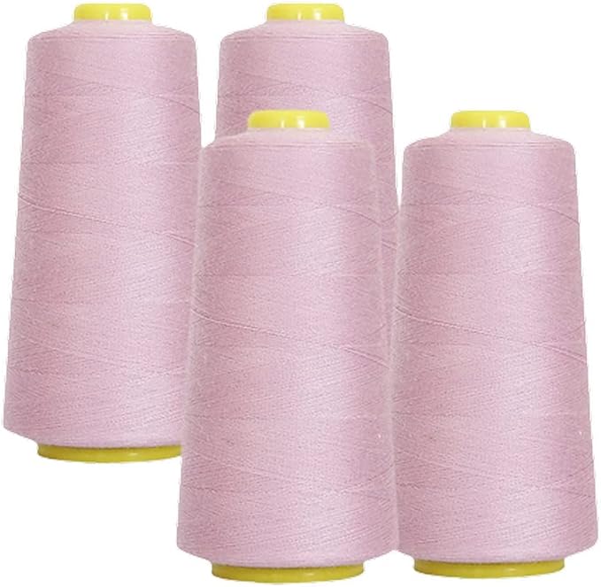 AK TRADING CO. 4-Pack Violet All Purpose Sewing Thread Cones (6000 Yards Each) of High Tensile Polyester Thread Spools for Sewing, Quilting, Serger Machines, Overlock, Merrow & Hand Embroidery