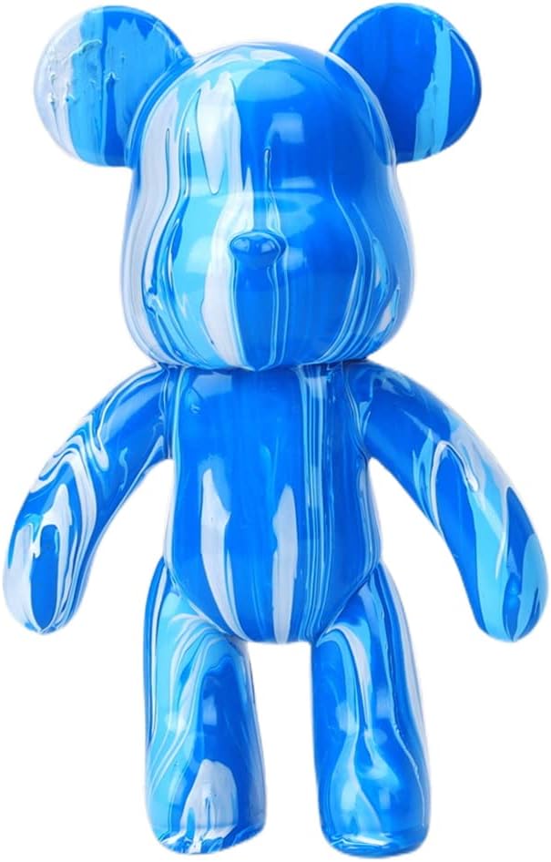 HANDA DIY Painting Fluid Bear Teddy Bear Violent Bear Gloomy Bear Painting Kit Set Creative Home Decorations Handmade Doll Figurine Toys Gift for Birthday Valentines (13.4 inch, Yellow+White+Blue)