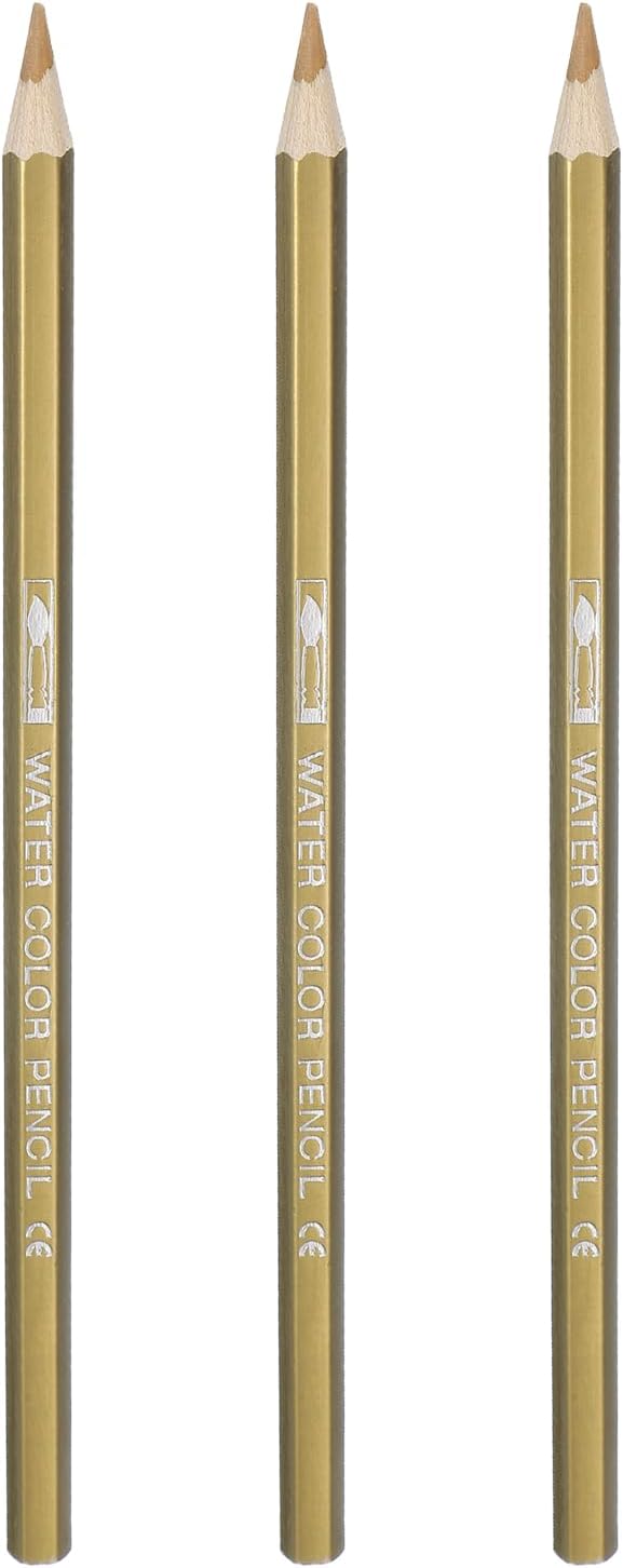 PATIKIL Watercolor Pencils, Gold Color Pencil Set Sketch Coloring Drawing Colored Pencils Bulk Artist Drawing Supplies for Adult Coloring Book Blending, 3 Pcs