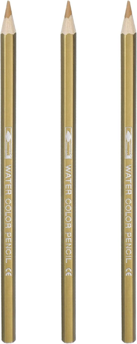 PATIKIL Watercolor Pencils, Gold Color Pencil Set Sketch Coloring Drawing Colored Pencils Bulk Artist Drawing Supplies for Adult Coloring Book Blending, 3 Pcs