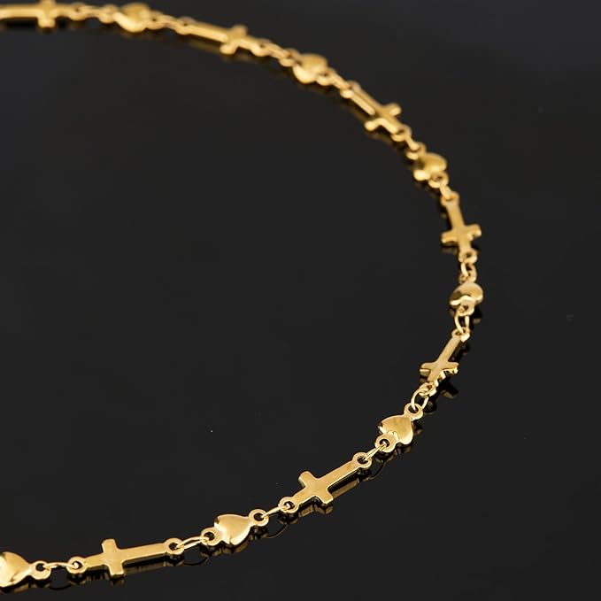 YOUBEIYEE 4 Meters Gold Plated Cross Heart Chains for Jewelry Making Stainless Steel Jewelry Making Chain Roll