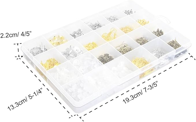 Paxcoo 2400Pcs Earring Making Supplies Kit with 24 Style Earring Hooks, Earring Backs, Earrings Posts and Earring Making Findings for Adult