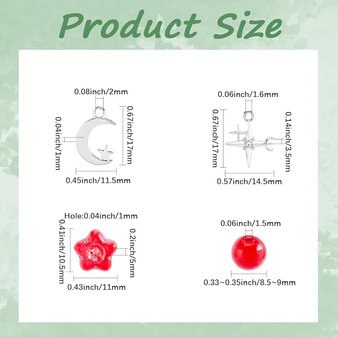 SUNNYCLUE 1 Box DIY 6 Sets Halloween Bracelets Kits Moon Star Charms Alloy Gothic Tibetan Style Black Red White Heart Stars Moon Charms for Jewelry Making Kits Women Festival Christmas Supplies DIY