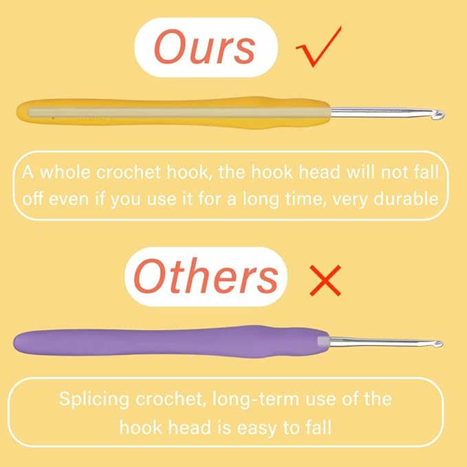 3.5 mm Crochet Hook, Ergonomic Handle for Arthritic Hands, Extra Long  Knitting Needles for Beginners and Crocheting Yarn (3.5 mm)